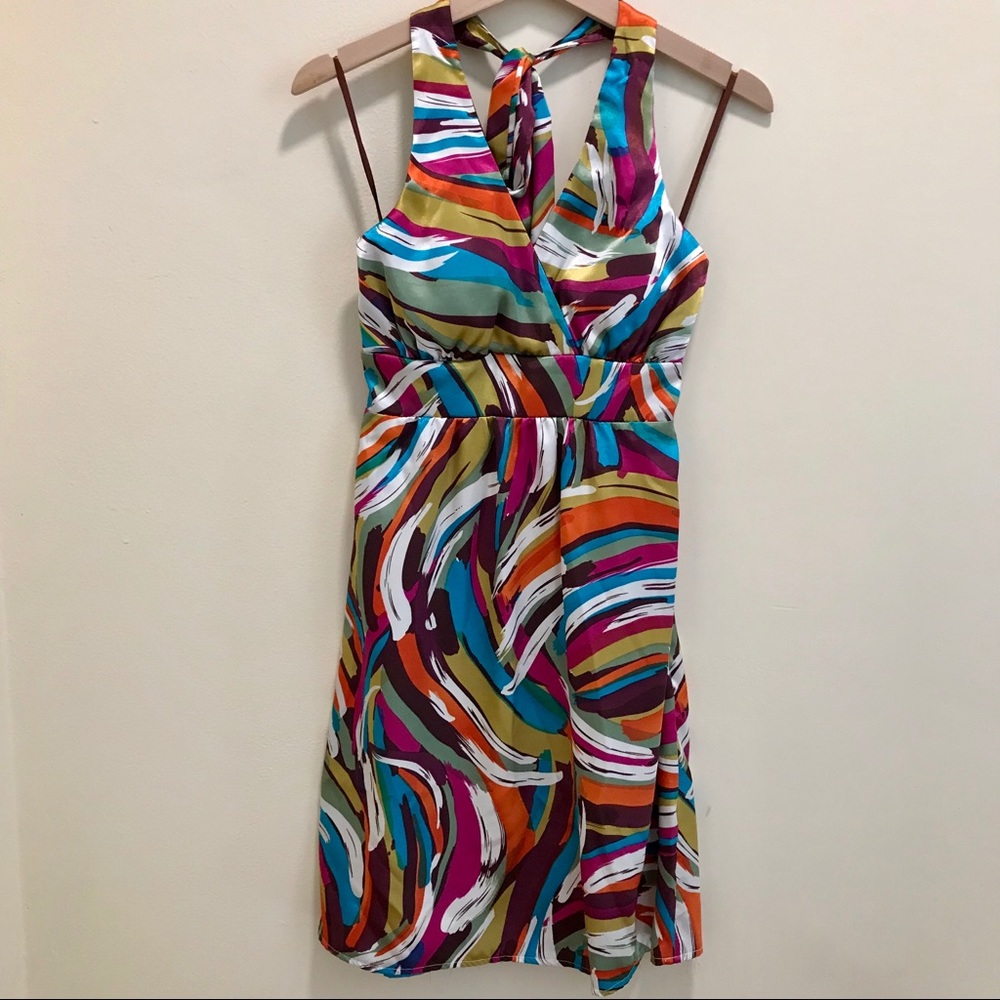 COLOR SPLASH HALTER DRESS - Picture 3 of 8